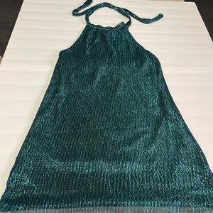 Shiny blue green dress